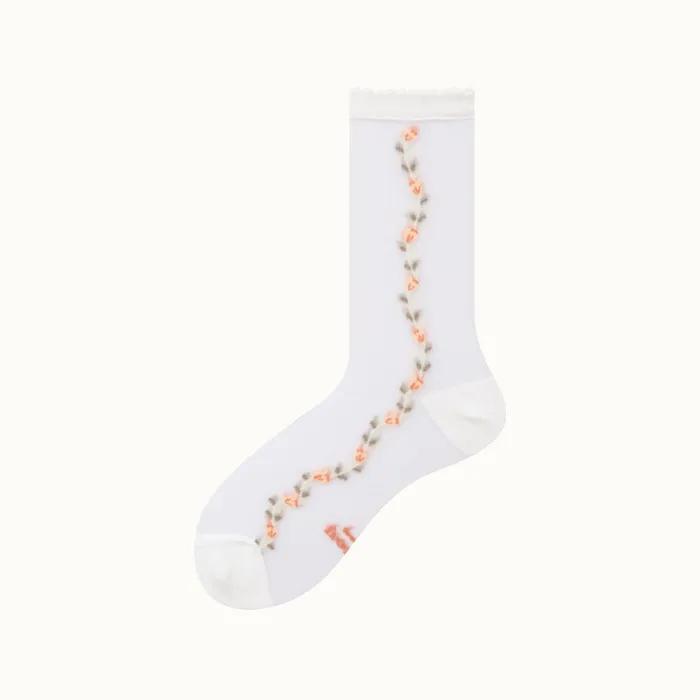 S05_Flower shower SOCKS_see through peach