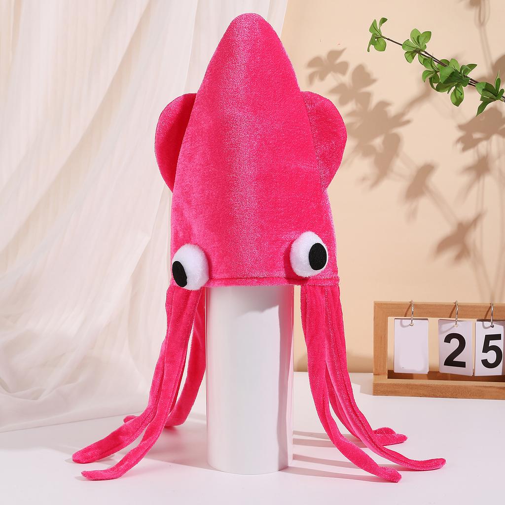 Fun Cuttlefish Hat with Long Tassels For Masquerade Party Cosplay Event Soft Headgear for Stage Show Halloween Dressingup