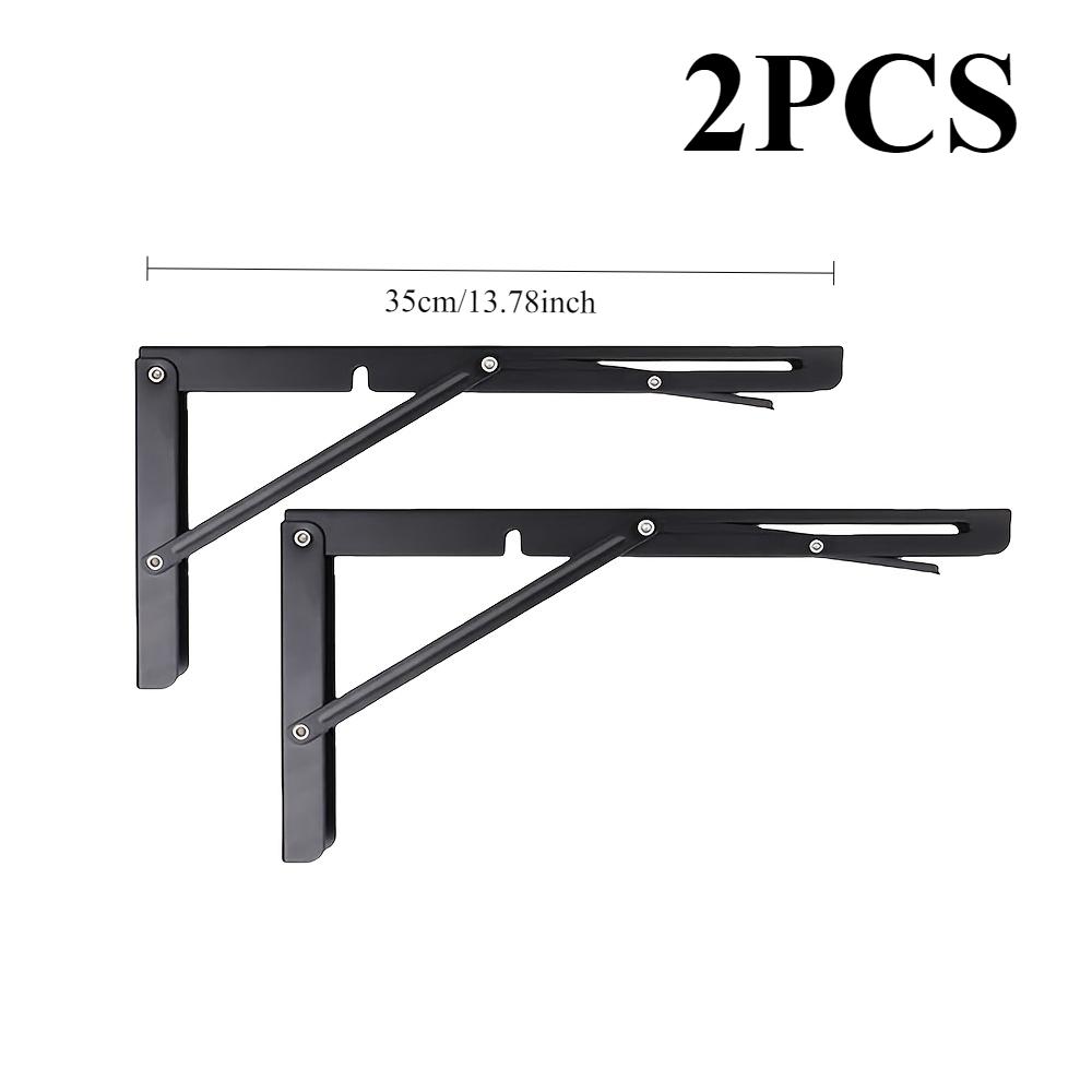 

Двухсекционный железный складной кронштейн-тренога, кронштейн с двойным складным шарниром для настенного крепления, настольные стеллажи для хранения и демонстрации - с предварительно просверленными отверстиями 14 inches