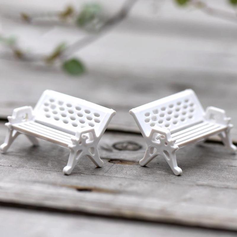 3Pcs Mini Bench Chairs Park Seat Garden Miniatures Micro Landscape Decoration