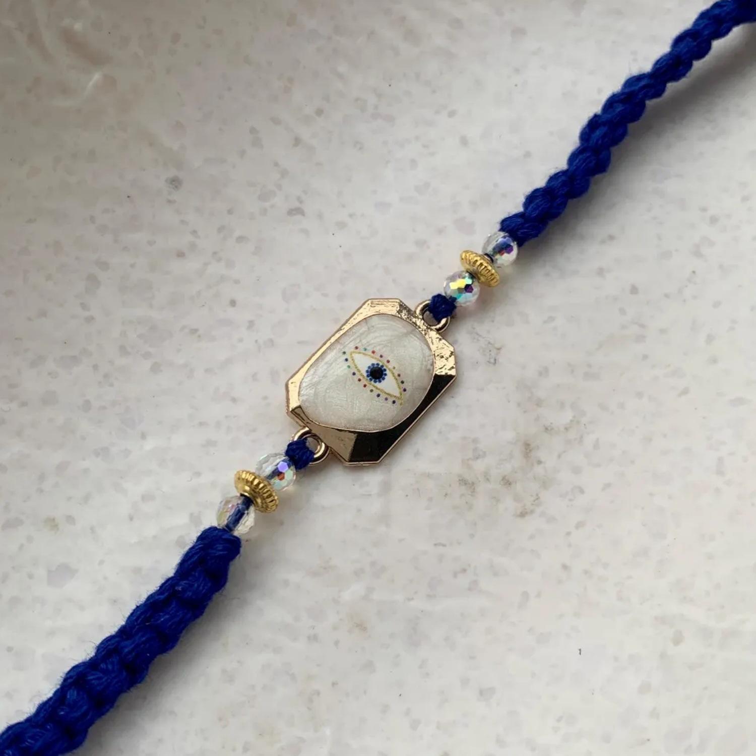 

Dripping Oil Devil S Eye Necklace Blue Rope Braided Pearl Crystal Guardian Allegory Personality Trend Accessories