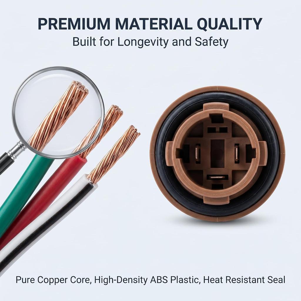 2 PCS Automotive 7443 Brake Light Bulb Holder, Copper Core Wiring Harness Socket, Insulated Female Adapter for T20 Bulb, Universal for Most Cars,