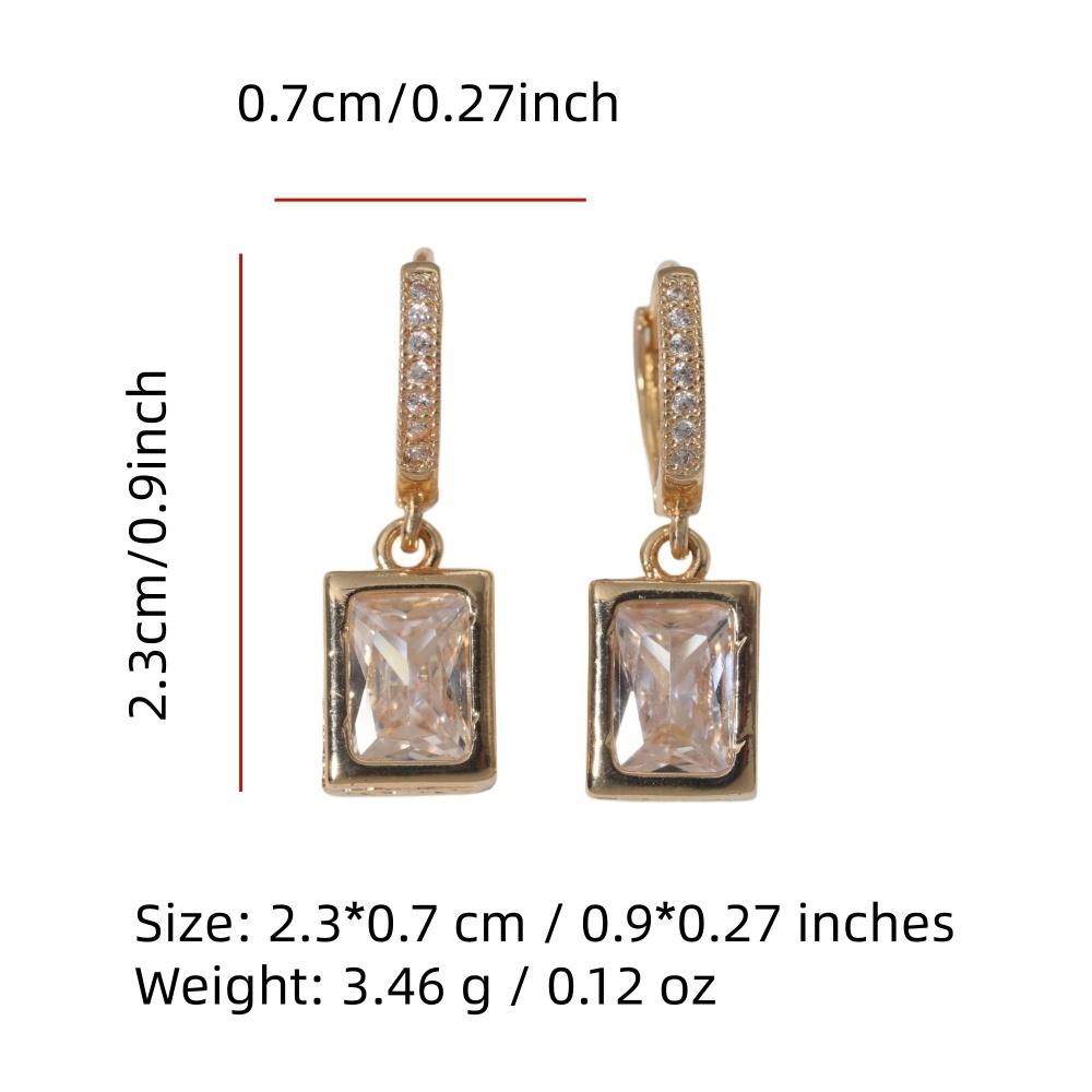 Trendy Square Dangle Earrings for Women Fashion Zirconia Earrings Jewelry Party Accessories