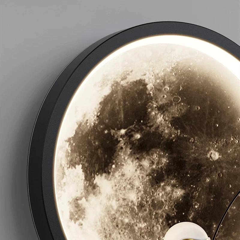 Kids Bedroom Sleeping Night Lights Corridor Hallway Home Decoration Sconce Cartoon Spaceman Astronaut Moon Round Led Wall Lamp