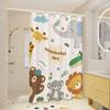 Cute Party Animal Thickened Waterproof Polyester Shower Curtain with Rod