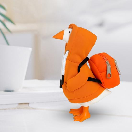 Mini Goose Hoodie with Backpack 7 Inch Desk Goose Outfit Mini Porch Goose Costume Magnetic Goose Statue Key Holder Clothes