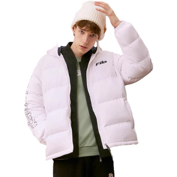 FILA Fusion Fashion Simple Zipper Windproof Warm Short Down Jacket Unisex jackets White T11U346901F-WT