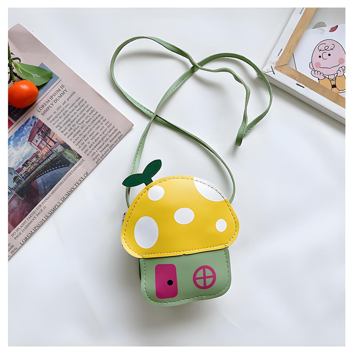 

Gifts for children shoulder bag kindergarten cute cartoon mushroom house shaped coin purse casual shoulder crossbody bag жовтий
