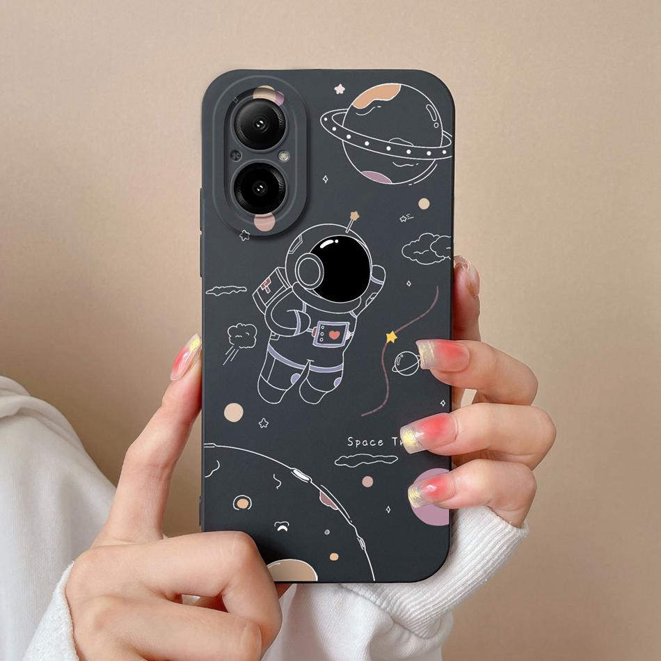 

Case For Realme C67 Astronaut Flower Soft Liquid Silicone Camera Protection Phone Back Cover For Realme C 67 Protector Mask Gift Realme C67 (4G)