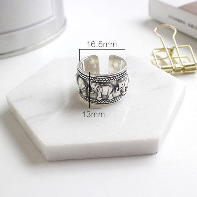 XIYANIKE Silver Open Rings for Women Couples Vintage Cute Elephant Animal Handmade Jewelry Party Accessories Gifts