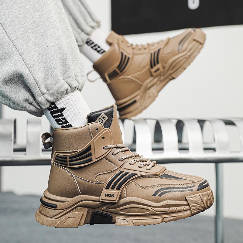 Fashion New British Style Men's Boots High Tops Men's Casual Shoes Comfort Anti Slip Sport Hiking Boots Designer Luxury Motorcycle Boots