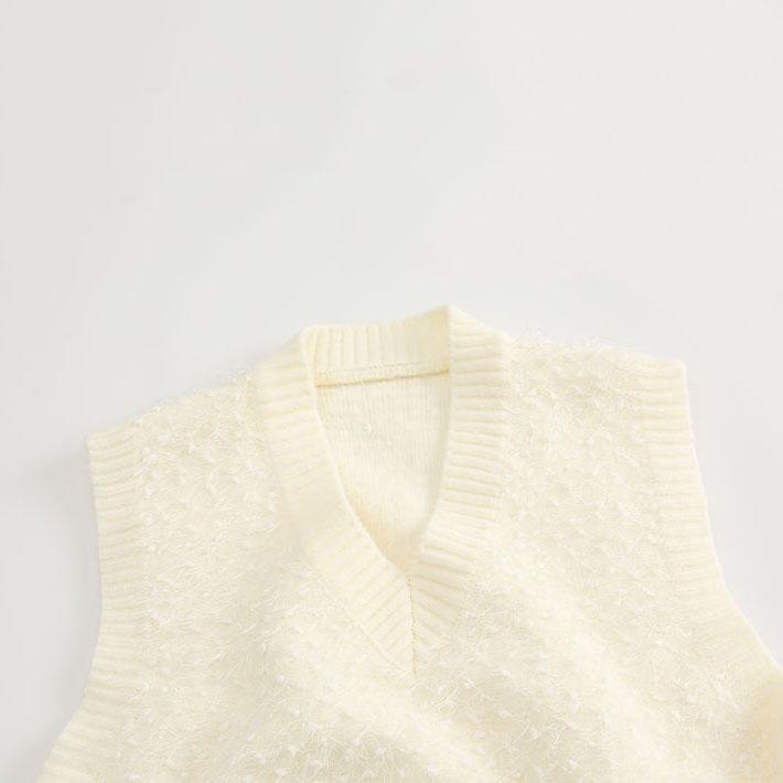 Maglione senza maniche in maglia di seta brillante con scollo a V, elegante, da donna, primavera-autunno