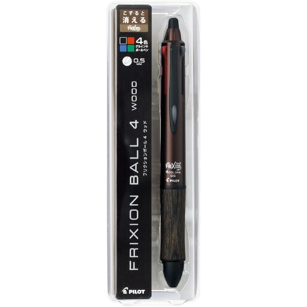 PILOT LKFB3SEFBN Multicolored Frixion Ball 4 Wood 0.5mm Brown Ballpoint Pen