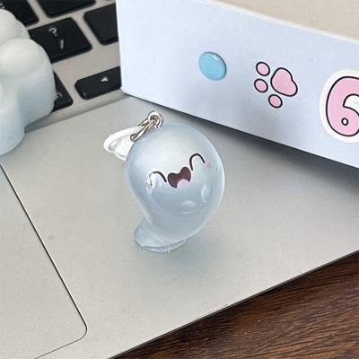 Halloween Luminous Ghost Key Chain Cartoon Jelly Doll Phone Pendant Headphone Case Charm Bag Decor Car Key Ring