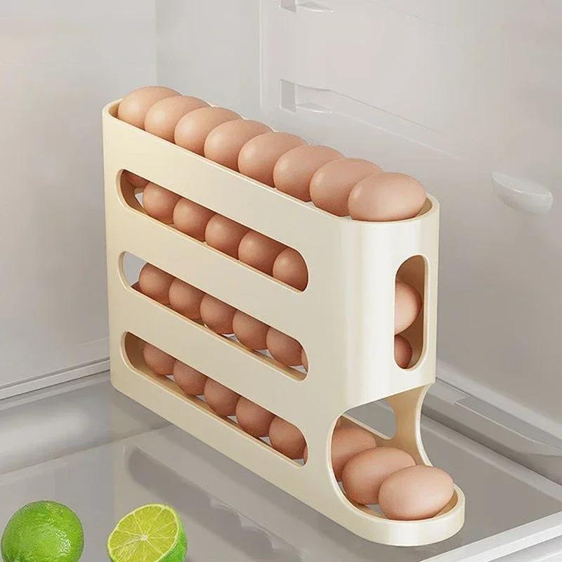 4-layer Slide Egg Storage Box Ladder Style Egg Box Storage Refrigerator Side Door Large Capacity Automatic Egg Rolling Machine