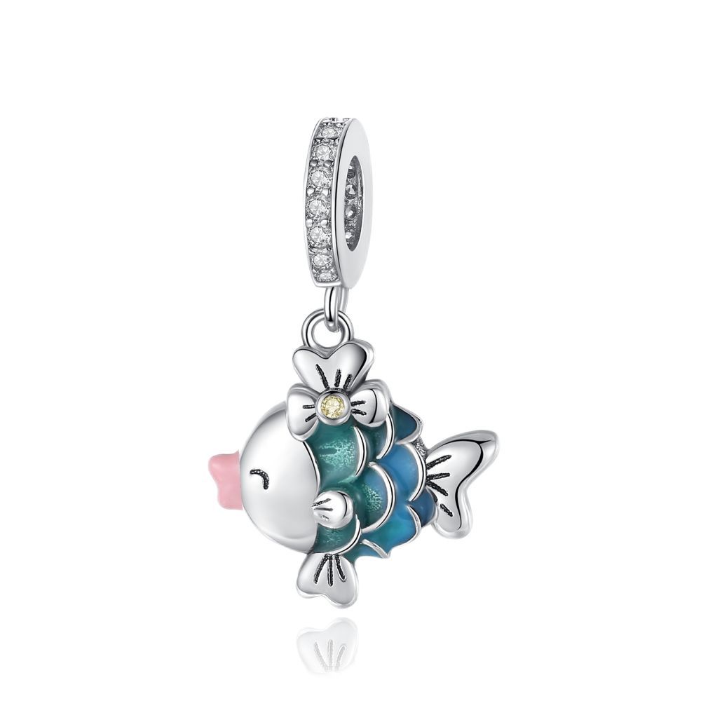 S925 Silver Ocean Fish Shaped Fashion Pendant DIY Handmade Jewelry Accessories