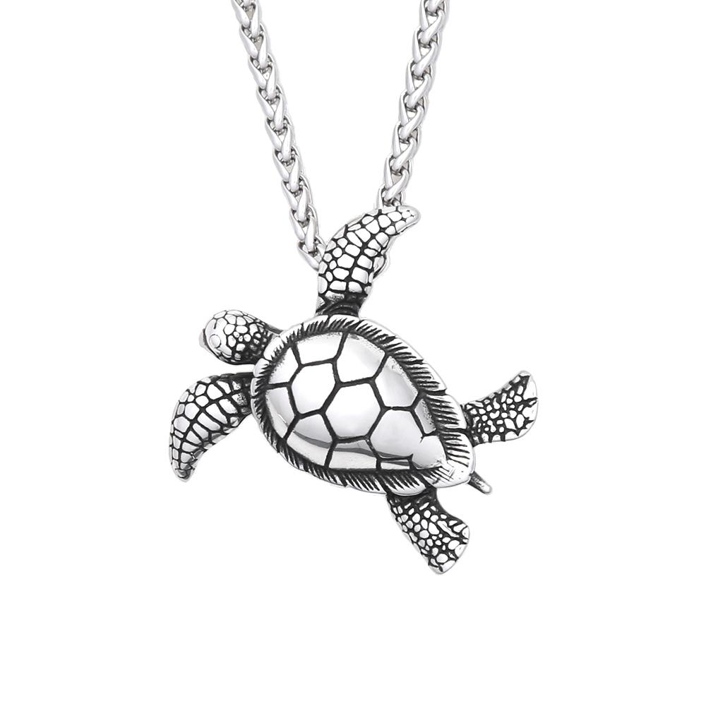 Vintage 316L Stainless Steel Turtle Pendant Necklaces For Men Women Gothic Fashion Punk Cute Animal Biker Jewelry Gift