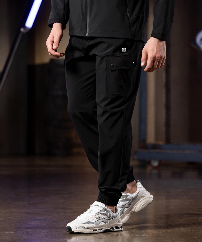 HUMMER H2 Woven Tech Elastic Banding Jogger Pants Black