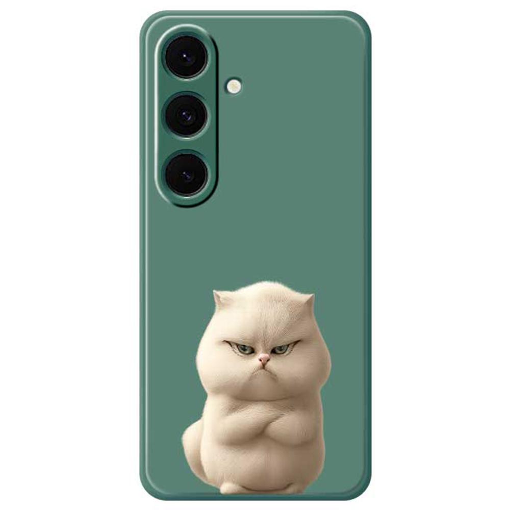 For Samsung Galaxy S24 FE Case Angry Cat Pattern Printing Straight Edge TPU Phone Back Cover