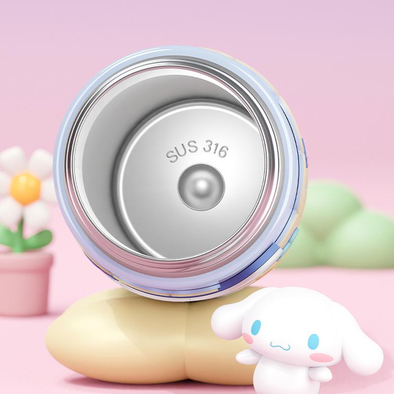 X&W Sanrio Straw Thermos Cup Cartoon Kuromi Drinking Water Bottle Stainless Steel Vacuum Flasks with 3D Creative Lid Kids Gifts