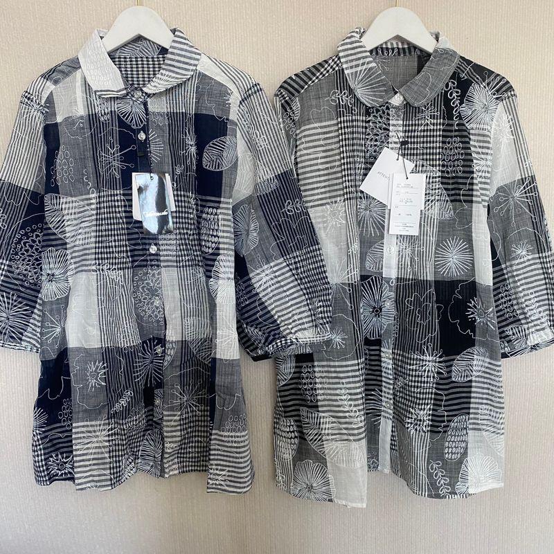 Export Export Original Order Leftover Stock Cotton Cropped Sleeves Happy Shirt Female Loose Casual All-Matching Shirt Mom Wear Spring