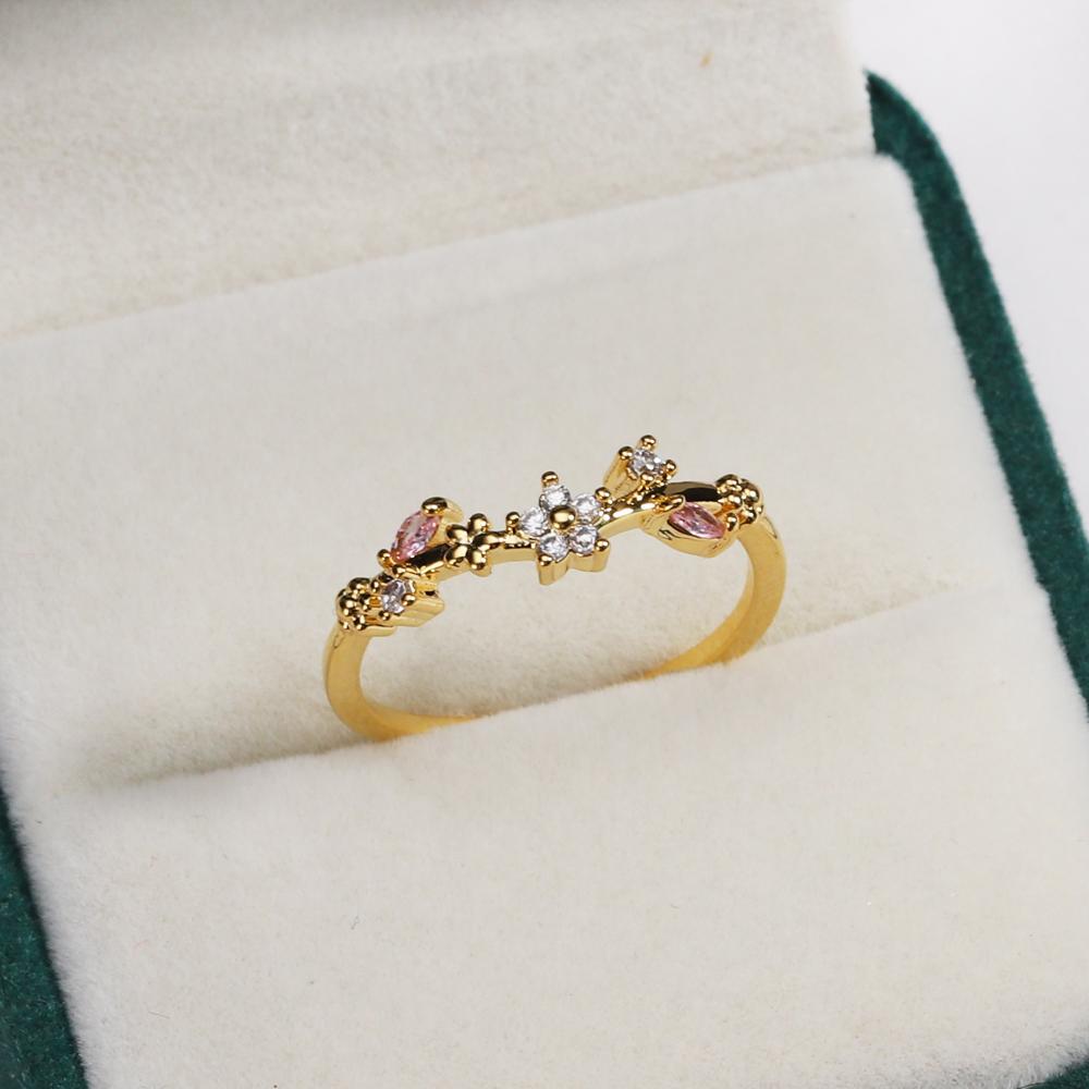 New Cute Colorful Zircon Flower Ring For Women Girl Fashion Vintage Zircon Adjustable Rings Jewelry Gift