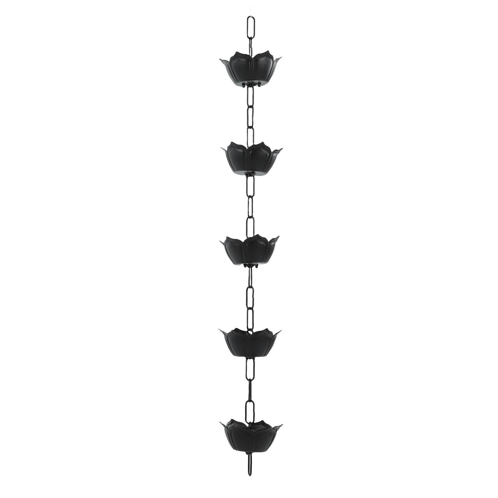 

Rain Chain Aluminum Large Flower Shaped Decorative Rain Catcher for Outdoor Gutters Downspout Replacement Black