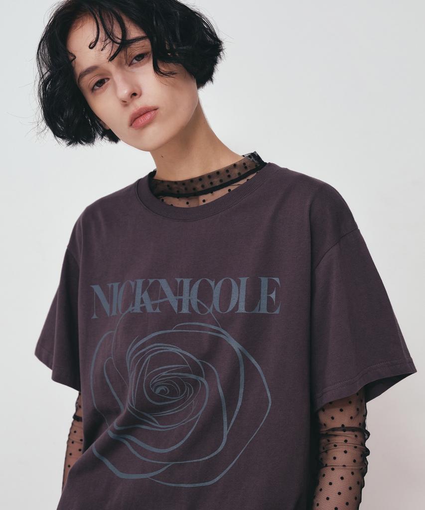 Nigaennikol Big Rose Sleeve Top_Charcoal