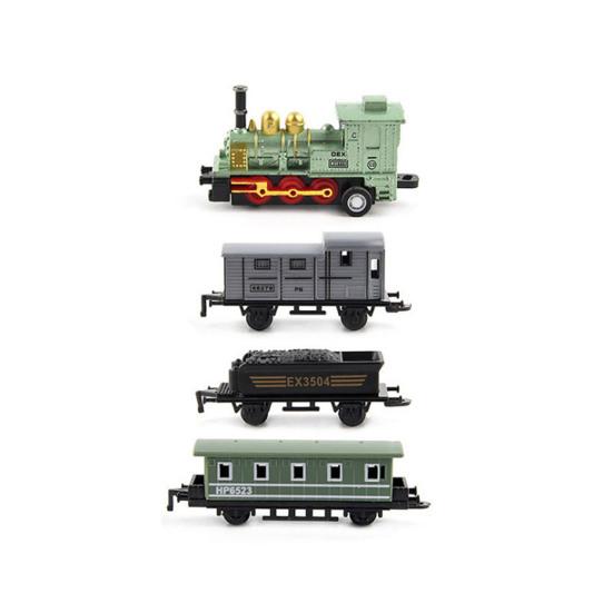 

Винтажная игрушка-паровоз с локомотивом, 3 вагона, Реалистичная мини-детская ретро-модель поезда, орнамент, подарок на день рождения для мальчиков и девочек зелёный