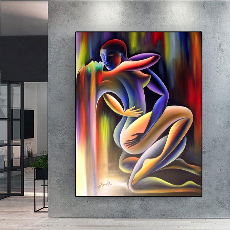 Modern Abstract Love Figure Canvas for Living Room or Bedroom - HD Decorative Mural