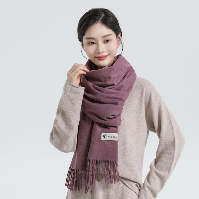 White Cashmere Scarf: Thickened, Solid Color, Versatile for Women & Men, Perfect for Autumn & Winter
