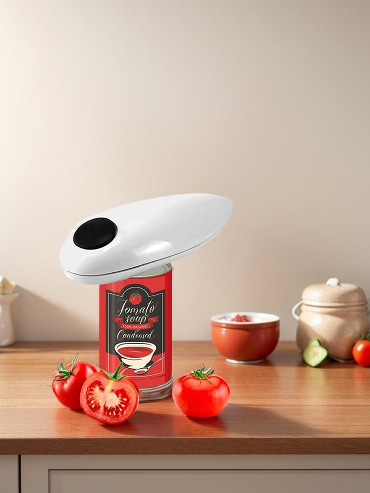 Electric Can Opener Smooth Edge Bottle Opener Battery Operated Tin Opener One Touch for Weak Hands for All Kinds of Jars