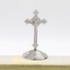 Retro With Stand Church Cross Ornaments Handmade Religious Alloy Cross Ornaments Craft Plated Gold Statue Desktop