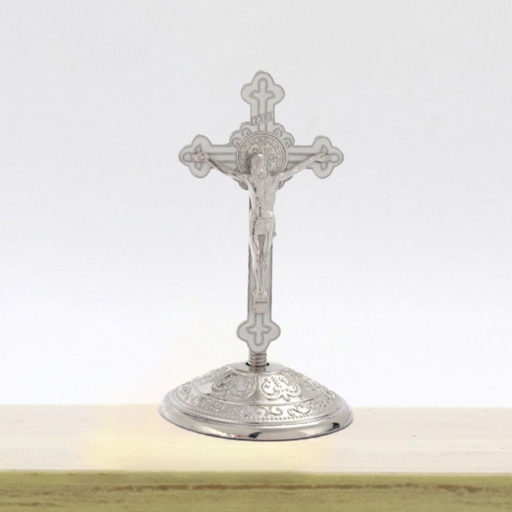 With Stand Zinc Zinc Alloy Cross Ornaments Religious Plated Gold Statue Church Cross Ornaments  Home Decor