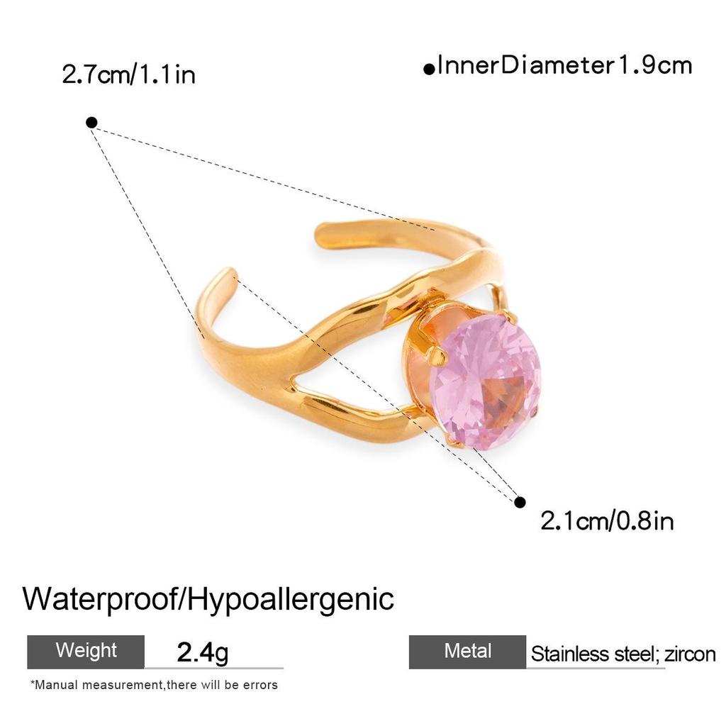 Damski Pierścionek Kwadratowy Pusty ze Stali Nierdzewnej i Cyrkonii – Luksusowa, Nowoczesna Biżuteria dla Modnej Elegancji.