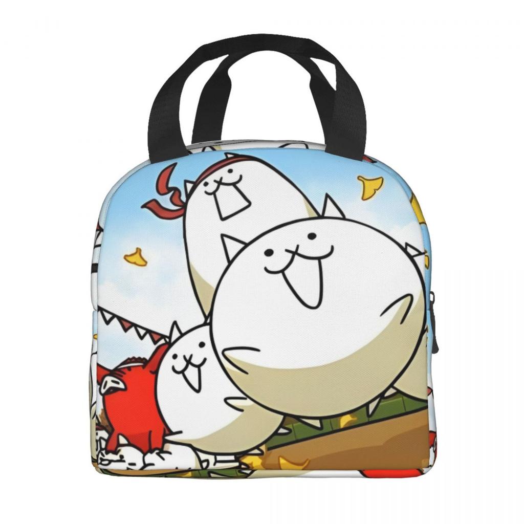 Nyanko Great War Lunch Bag For Girls Battle Custom Lunch Box Cute Outdoor Picnic Cooler Bag Portable Zipper Oxford Tote Food Bag