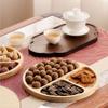 Round Wooden Divided Fruit Tray Nut Platter Food Storage Tray Fruit Snack Plate Serving Platter