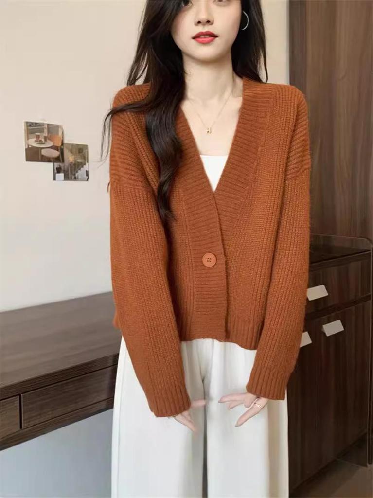 Petite Women's V-Neck Loose Knit Cardigan – New Autumn/Winter Collection