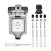 16A Outdoor Switched Waterproof Socket Wall Electrical Power Outlet Dual USB Ports 2 Gang