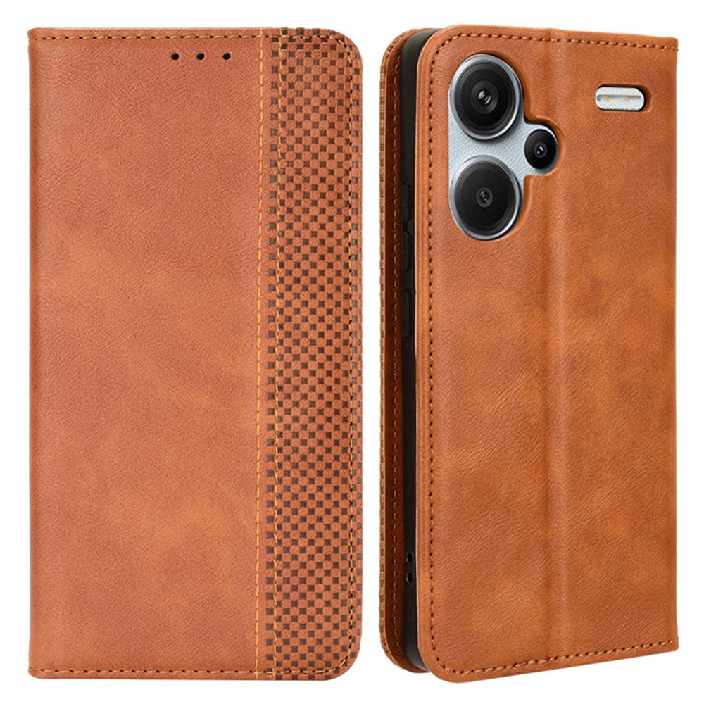 

Retro Leather Phone Cover for Xiaomi Redmi Note 13 Pro+ Wallet Magnetic Leather Phone Case Brown