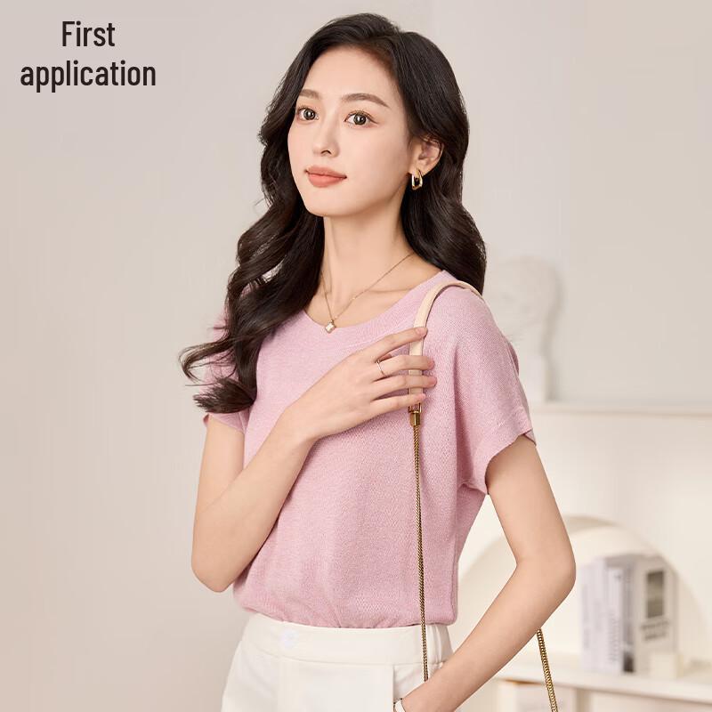 Women's Bright Silk Knit Short Sleeve T-Shirt