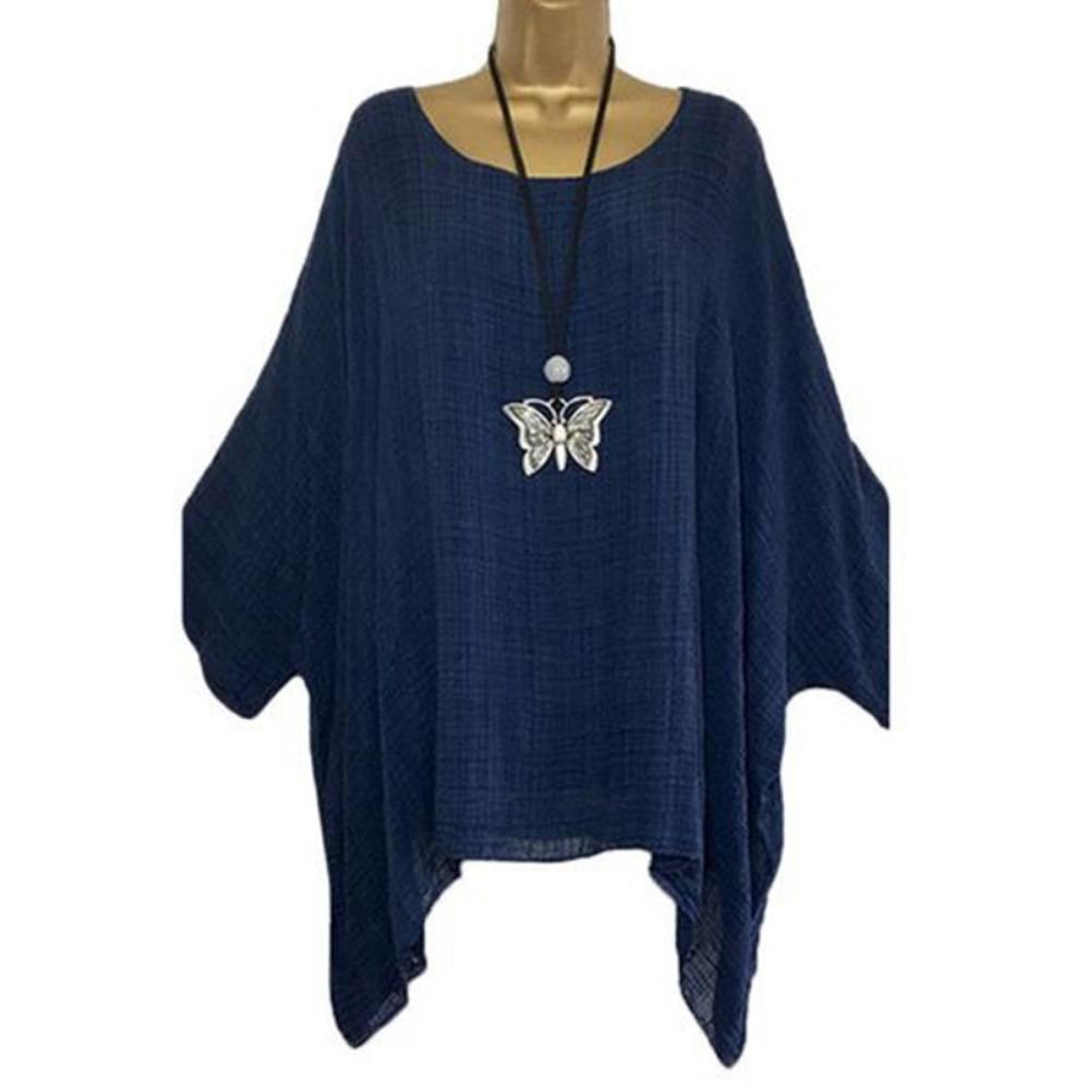 GMXIA Women's Fashion Casual Leisure Solid Color Print O Neck Blouses & Shirts