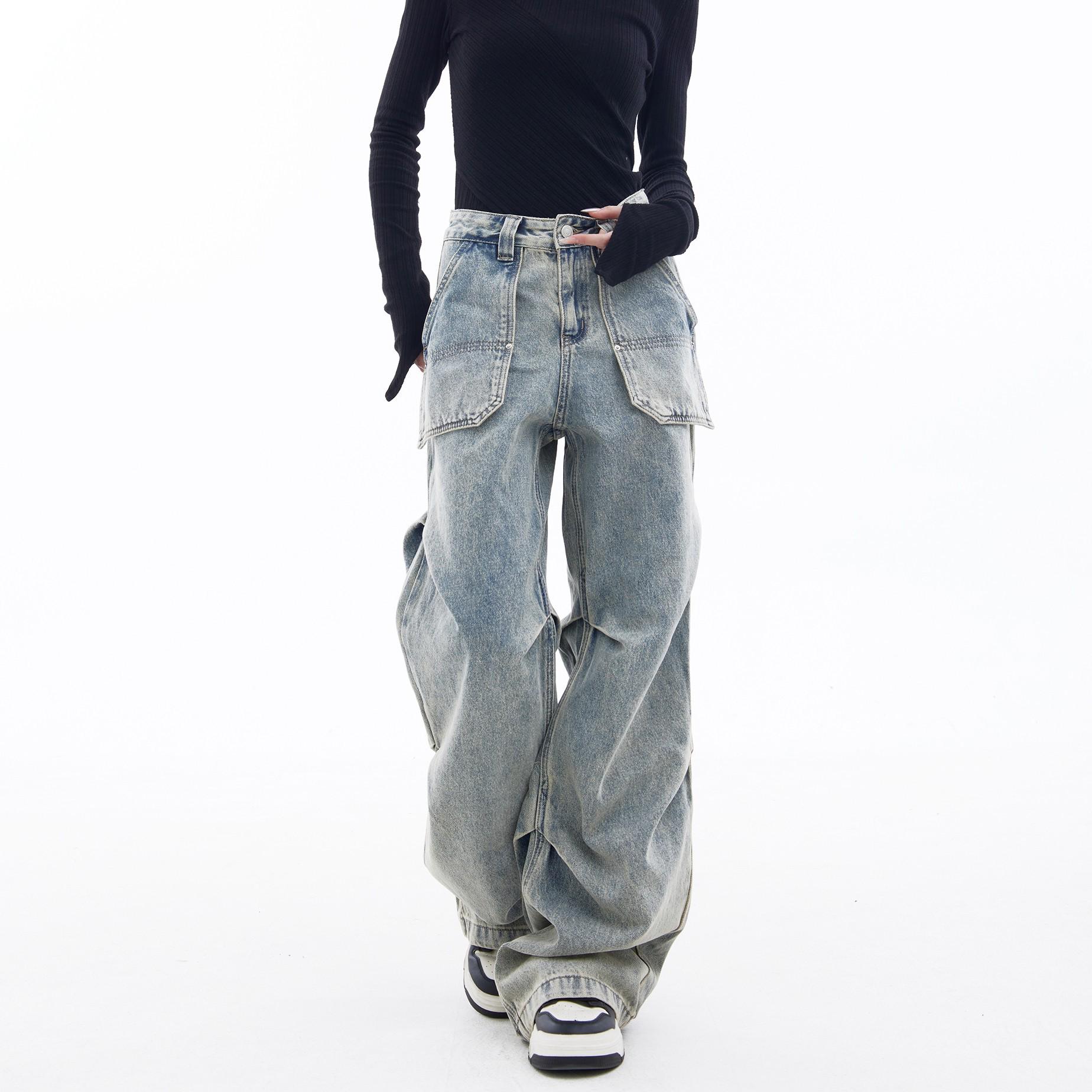

Women s High Waist Retro Wide Leg Denim Jeans - 2024 Collection Small синий