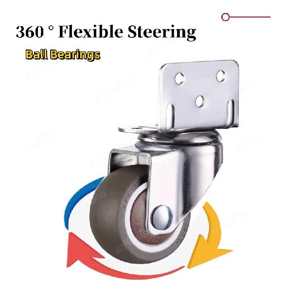 4pcs L-shaped Furniture Casters Wheels Soft Rubber Swivel Caster Quite Roller Wheels for Trolley Baby Crib Bed Wheels Accessory