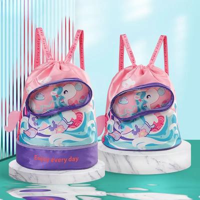 Children's Swimming Bag with Dry and Wet Separation Waterproof Swimming Bags Portable Backpack Kids Cute Cartoon Beach Backpack