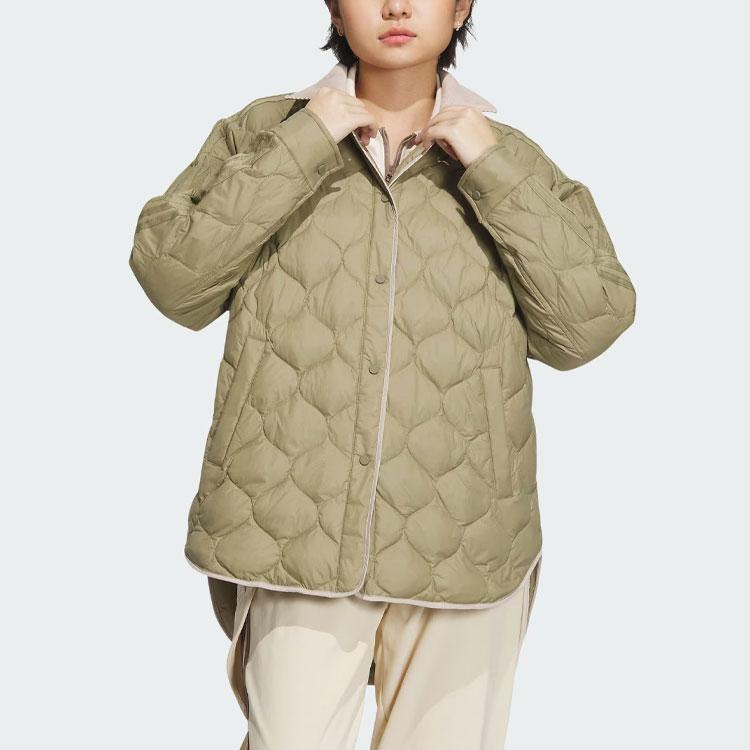 Adidas Originals Color Block Logo Sports Warm Down Jacket Women Jacket Green IN0980