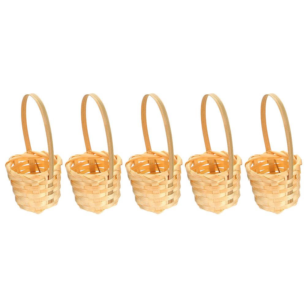 

5 Pcs Woven Basket Mini Woven Baskets Handmade Flower Basket Storage Containers Bamboo Weaving Home Storage ganization 10X5X5CM світло-жовтого кольору