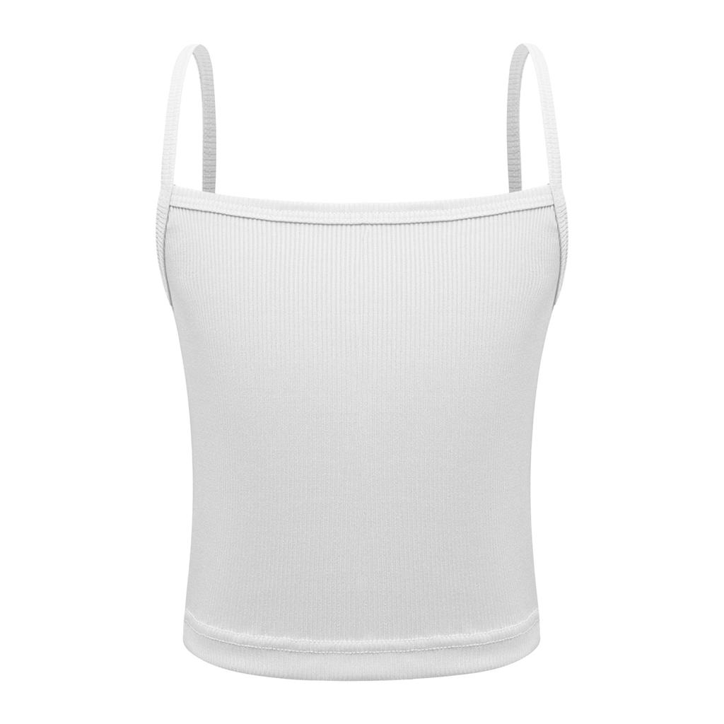 Top Corto a Coste Senza Maniche per Bambine Ragazze con Spalline Sottili Maglietta Intima Monocolore per Danza Sport