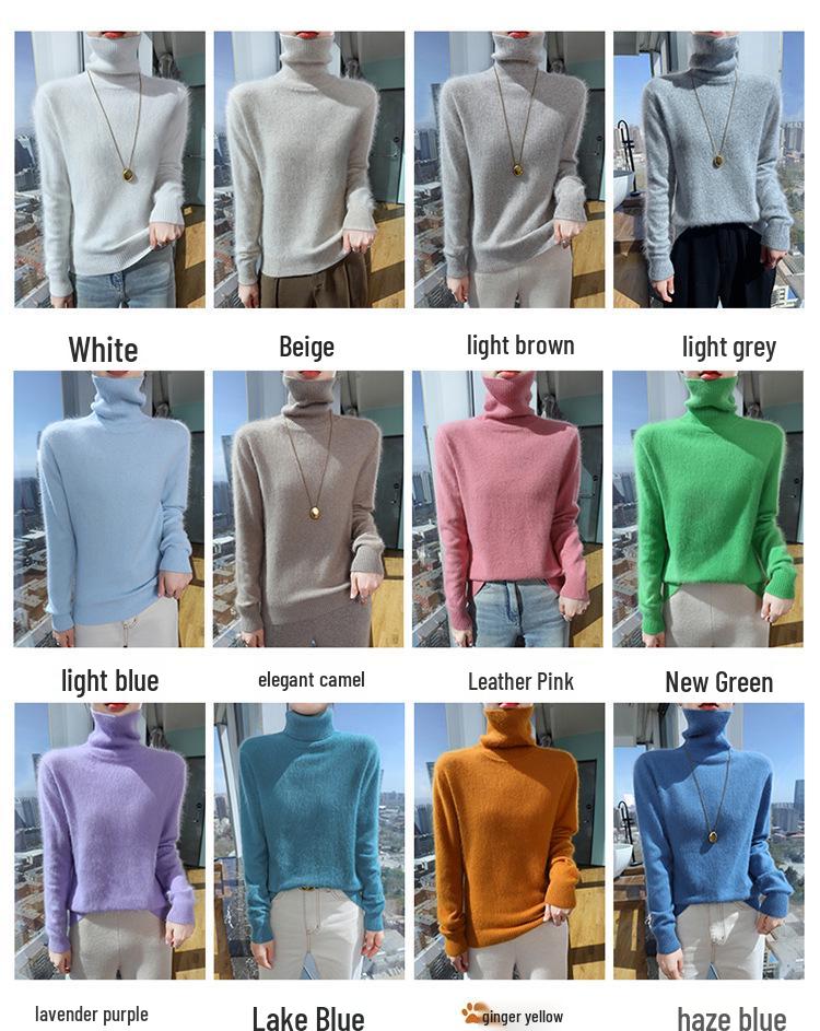 2025 A/W Women's High Neck Loose Knit Mink Velvet Cashmere Sweater