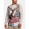 Autumn and Winter Men's Santa Claus 3D Printed Crew Neck Long Sleeve T-Shirt